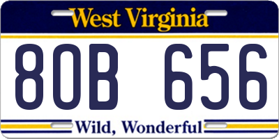 WV license plate 8OB656