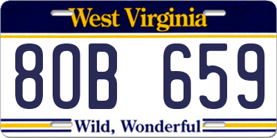 WV license plate 8OB659