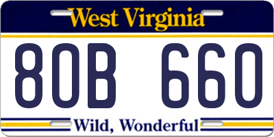 WV license plate 8OB660