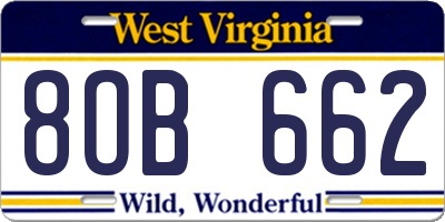 WV license plate 8OB662