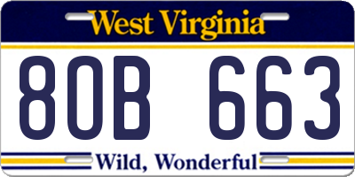 WV license plate 8OB663