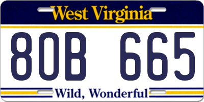 WV license plate 8OB665