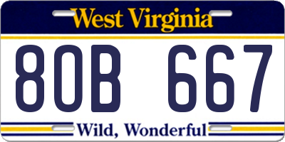 WV license plate 8OB667