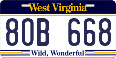 WV license plate 8OB668