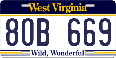 WV license plate 8OB669