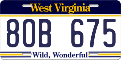 WV license plate 8OB675