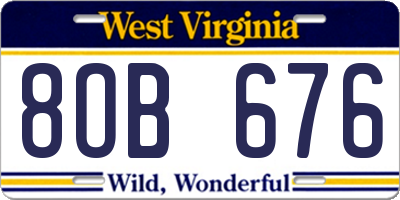 WV license plate 8OB676