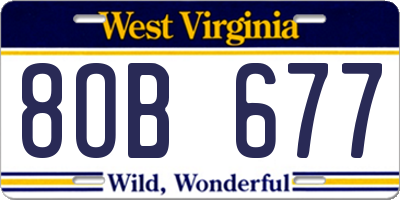 WV license plate 8OB677