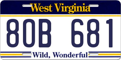 WV license plate 8OB681