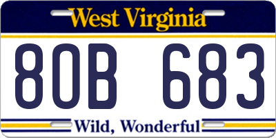 WV license plate 8OB683