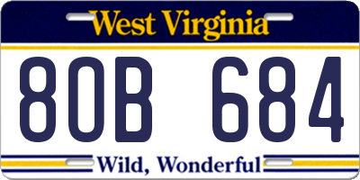 WV license plate 8OB684