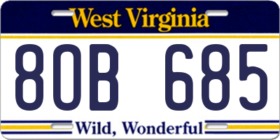 WV license plate 8OB685