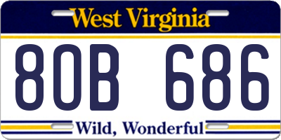 WV license plate 8OB686