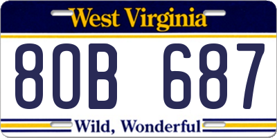 WV license plate 8OB687