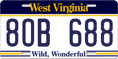 WV license plate 8OB688