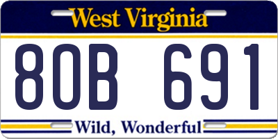 WV license plate 8OB691