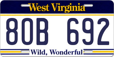 WV license plate 8OB692