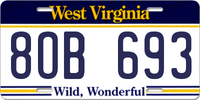 WV license plate 8OB693
