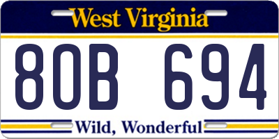WV license plate 8OB694