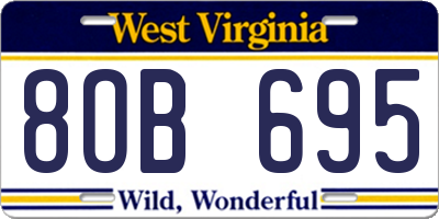 WV license plate 8OB695