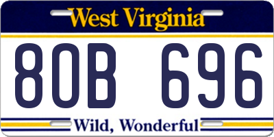 WV license plate 8OB696