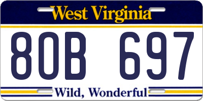 WV license plate 8OB697