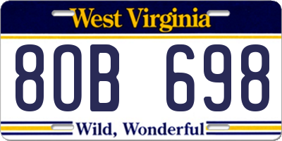 WV license plate 8OB698