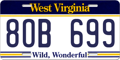 WV license plate 8OB699
