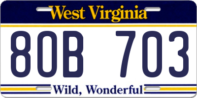 WV license plate 8OB703