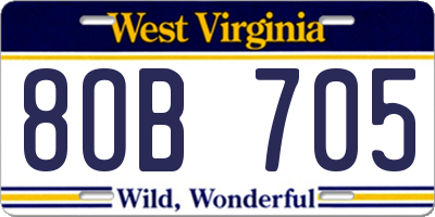 WV license plate 8OB705