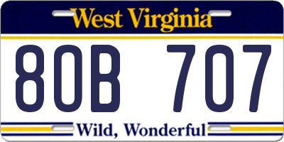 WV license plate 8OB707
