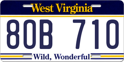 WV license plate 8OB710