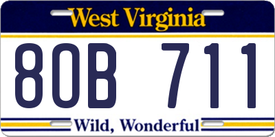 WV license plate 8OB711