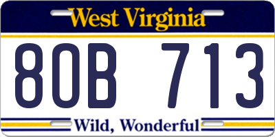 WV license plate 8OB713