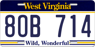 WV license plate 8OB714