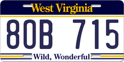 WV license plate 8OB715