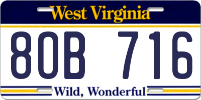 WV license plate 8OB716