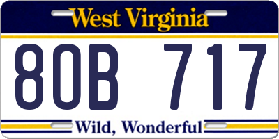 WV license plate 8OB717