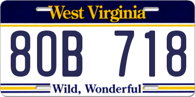 WV license plate 8OB718