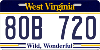 WV license plate 8OB720