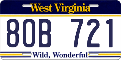 WV license plate 8OB721