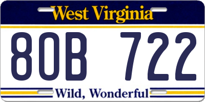 WV license plate 8OB722