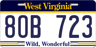WV license plate 8OB723