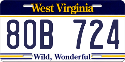 WV license plate 8OB724