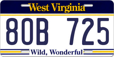WV license plate 8OB725