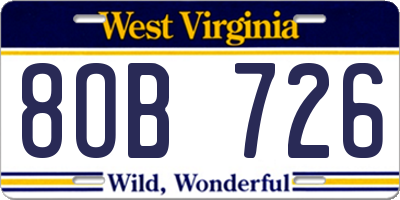 WV license plate 8OB726
