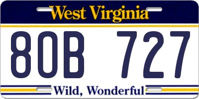 WV license plate 8OB727