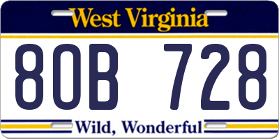 WV license plate 8OB728