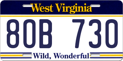 WV license plate 8OB730