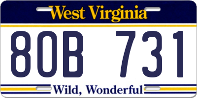 WV license plate 8OB731